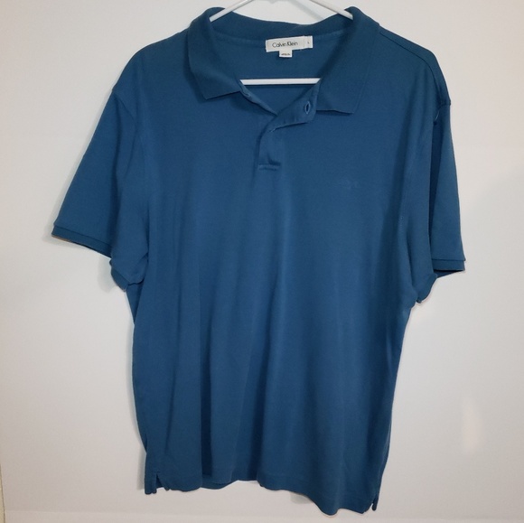 Calvin Klein Other - Men's Calvin Klein Solid Blue Short Sleeve Polo L